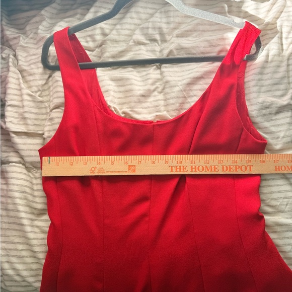 Vintage Slit Pleated Red Maxi Dress - Picture 9 of 10